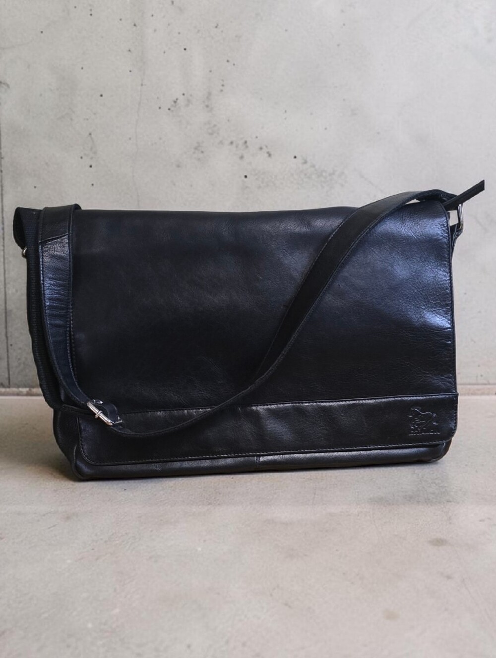 Estalon Leather Office Messenger Briefcase Laptop Bag Black